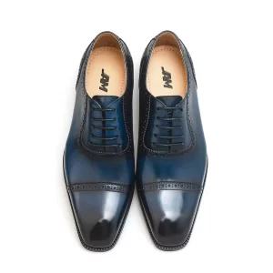 Giày Oxford nam P30-K510 – Da bò Ý cao cấp, màu xanh Navy